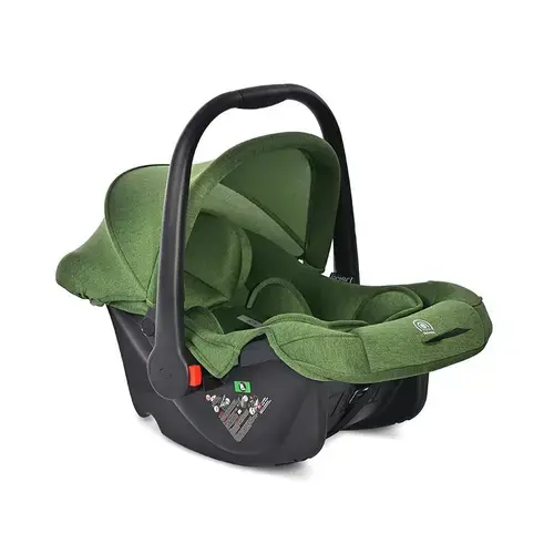 Scoica auto pentru copii Lorelli Joy Green, I-size, R129, 0-15 Luni, maxim 13 Kg, 40-85 cm, functie de balansare, maner reglabil, husa detasabila si lavabila din fibre naturale
