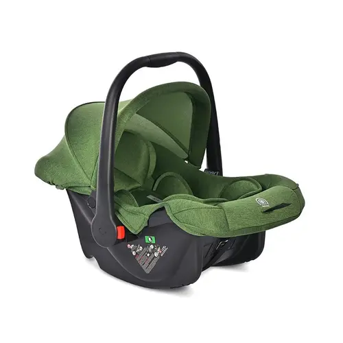 Scoica auto pentru copii Lorelli Joy Green, I-size, R129, 0-15 Luni, maxim 13 Kg, 40-85 cm, functie de balansare, maner reglabil, husa detasabila si lavabila din fibre naturale