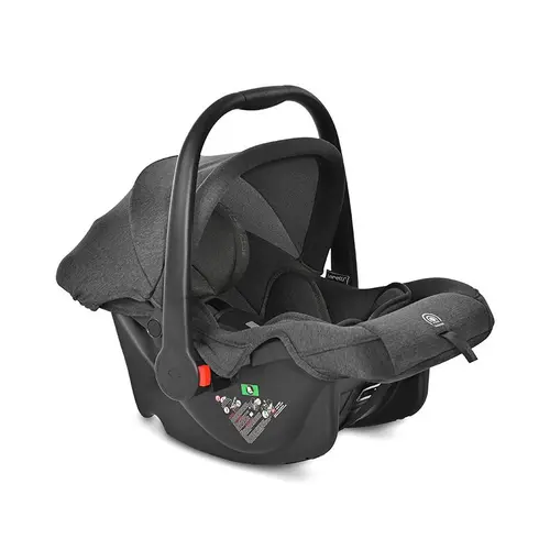 Scoica auto pentru copii Lorelli Joy Black Jasper, I-size, R129, 0-15 Luni, maxim 13 Kg, 40-85 cm, functie de balansare, maner reglabil, husa detasabila si lavabila din fibre naturale