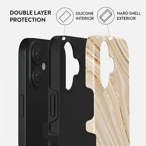 Husa Dual Layer Full Glam Burga pentru iPhone 16, Crem