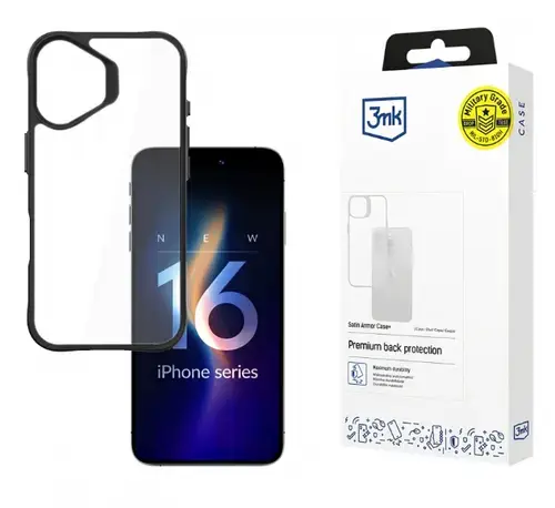 Husa pentru Apple iPhone 16, 3MK, Satin Armor Case+, Transparenta