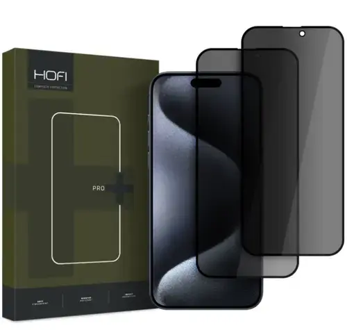 Folie de protectie Ecran Privacy HOFI Glass PRO+ pentru Apple iPhone 16, Sticla Securizata, Full Glue, Set 2 bucati, 2.5D