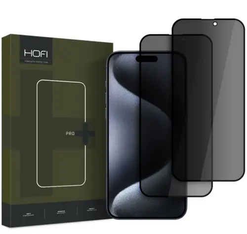 Folie de protectie Ecran Privacy HOFI Glass PRO+ pentru Apple iPhone 16, Sticla Securizata, Full Glue, Set 2 bucati, 2.5D