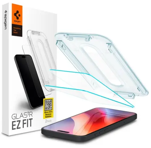 Folie de protectie Ecran Spigen EZ FIT pentru Apple iPhone 16 Pro Max, Sticla Securizata, Full Glue, Set 2 bucati