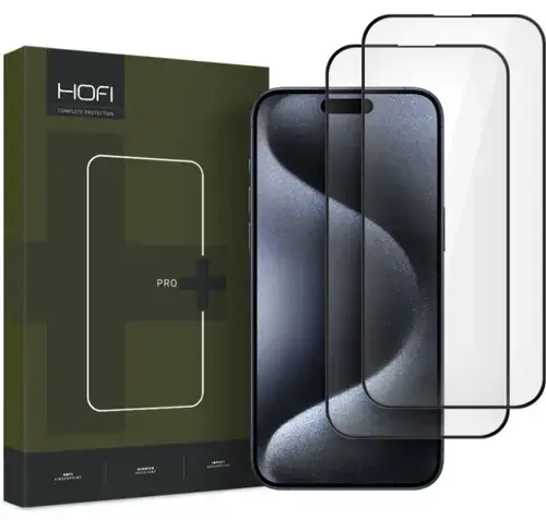 Folie de protectie Ecran HOFI Glass PRO+ pentru Apple iPhone 16, Sticla Securizata, Full Glue, Set 2 bucati, 2.5D, Neagra