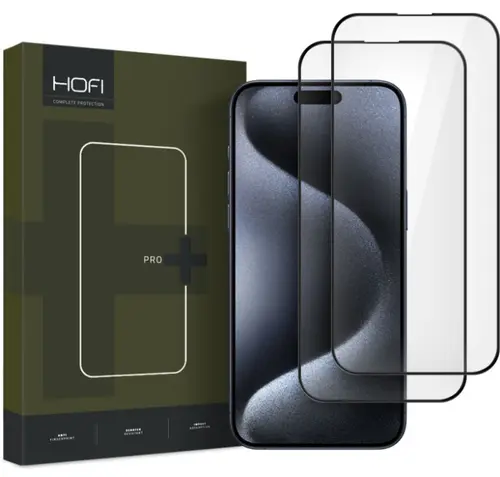 Folie de protectie Ecran HOFI Glass PRO+ pentru Apple iPhone 16, Sticla Securizata, Full Glue, Set 2 bucati, 2.5D, Neagra