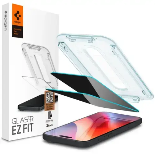 Folie de protectie Ecran Privacy Spigen EZ FIT pentru Apple iPhone 16 Pro Max, Sticla Securizata, Full Glue, 2.5D