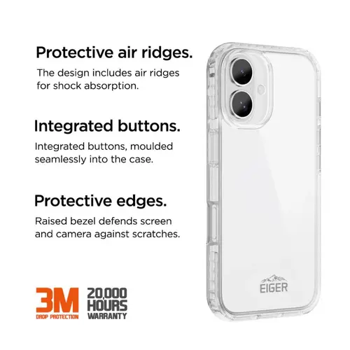Husa Ice Grip Eiger pentru iPhone 16, Transparent