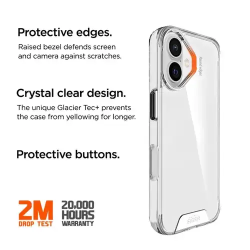 Husa Glacier Case Eiger pentru iPhone 16 Plus, Transparenta
