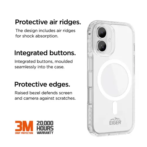 Husa Ice Grip Magsafe Eiger pentru iPhone 16, Transparenta