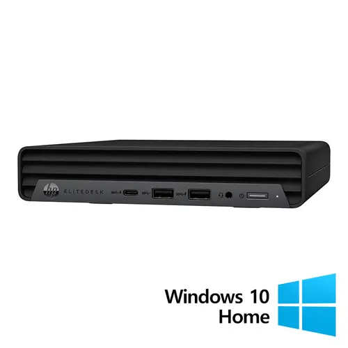 Calculator Sistem PC Refurbished HP EliteDesk 800 G6 Mini PC, Intel Core i5-10500T 2.30 - 3.80GHz, 8GB DDR4, 256GB SSD + Windows 10 Home