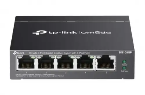 Switch TP-Link Omada DS105GP, 4 porturi, Gigabit, PoE+