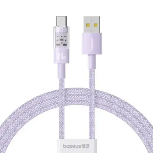 Cablu de date Baseus Gem, Fast Charging, USB la USB Type-C 100W, 1m, Mov