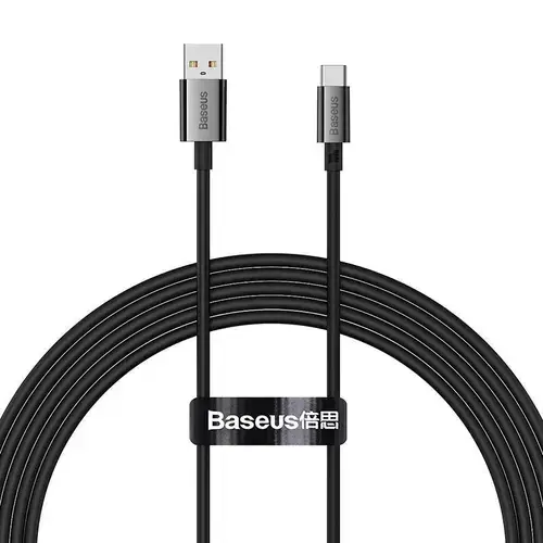 Cablu de date  Baseus Superior, USB la USB-C, 100W, 2m, Negru
