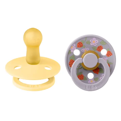 Set 2 suzete BIBS x LIBERTY Colour Strawberries and Cream Latex, tetina rotunda, 6 luni+