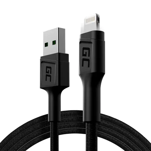 Cablu USB-Lightning 200cm, Green Cell GC Ray. incarcare rapida Apple 2.4A, pentru Apple iPhone iPad iPod