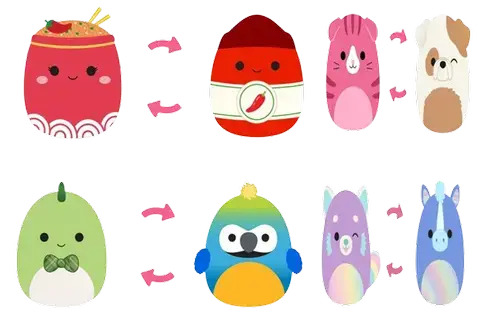 Jucarie de plus SQUISHMALLOWS Squad 19, Reversibila, 12 cm, diverse modele