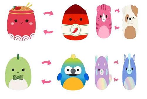 Jucarie de plus SQUISHMALLOWS Squad 19, Reversibila, 12 cm, diverse modele