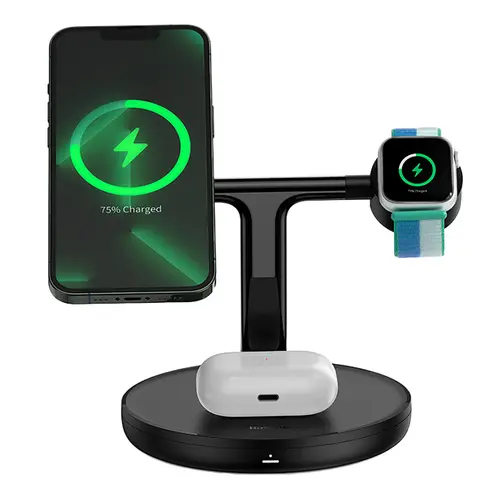 Incarcator Wireless Baseus Swan 3in1 WXTE000101, 15W, 1.67A, Negru