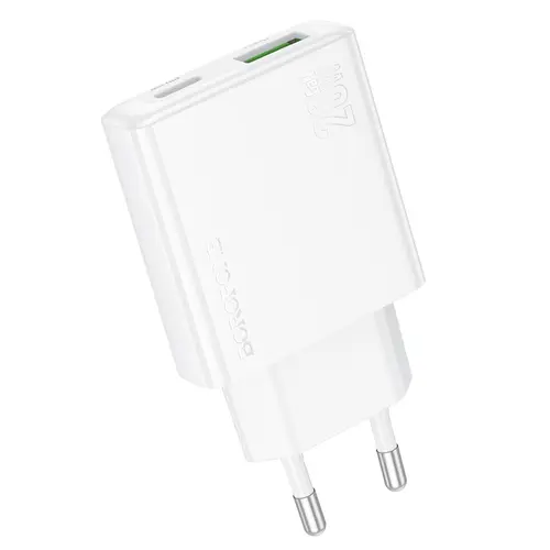 Incarcator Retea Borofone BN24 Wish, 20W, 3A, 1 x USB-A, 1 x USB-C, Alb