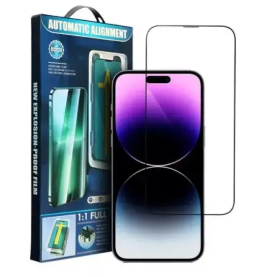Folie de protectie Ecran OEM Automatic Alignment pentru Apple iPhone 15 Pro Max, Sticla Securizata, Full Glue, 5D, Neagra