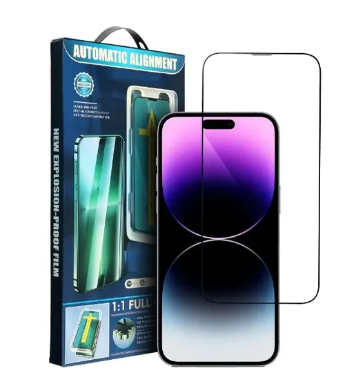 Folie de protectie Ecran OEM Automatic Alignment pentru Apple iPhone 15, Sticla Securizata, Full Glue, 5D, Neagra