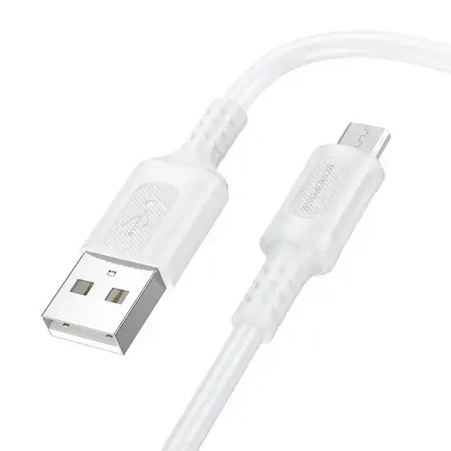 Cablu Date si Incarcare USB-A - microUSB Borofone BX111 Feliz, 18W, 1m, Alb