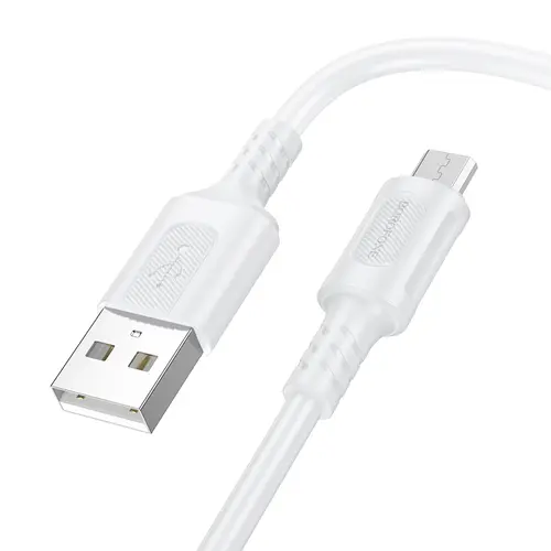 Cablu Date si Incarcare USB-A - microUSB Borofone BX111 Feliz, 18W, 1m, Alb