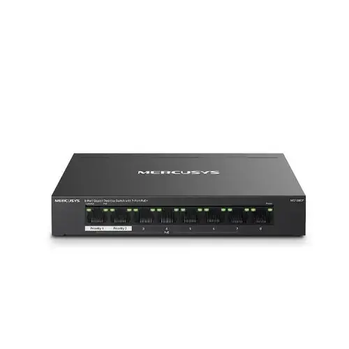 Switch Mercusys MS108GP, 8 porturi, gigabit, 7 porturi PoE+