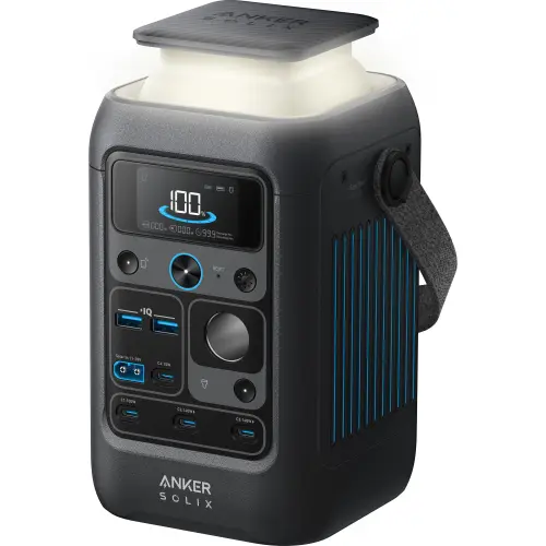Statie de incarcare portabila Anker Solix C300X DC, 288Wh, 300W, 2x USB-A, 4x USB-C, port auto, Gri