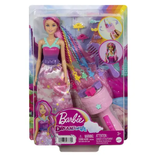 Papusa Barbie Dreamtopia Twist and style, cu accesorii pentru impletituri