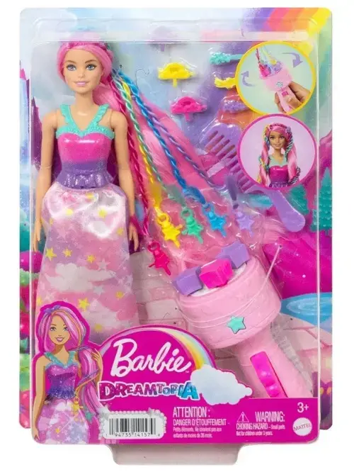 Set de joaca Barbie Dreamtopia - Papusa pentru coafat cu accesorii