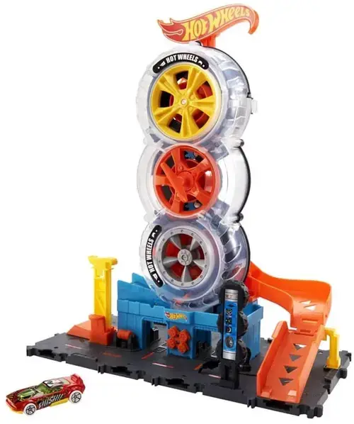Set de joaca Mattel Hot Wheels Centru de vulcanizare auto modern urban