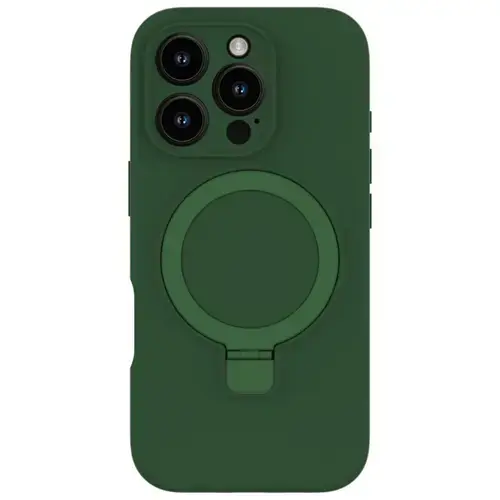 Husa Lemontti Liquid Silicon MagSafe iPhone 16 Pro, cu suport, Verde