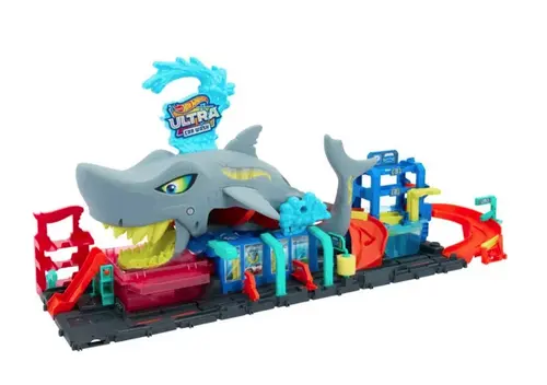 Spalatoria auto cu masinuta Hot Wheels City Color Reveal Ultra Shark HTN82