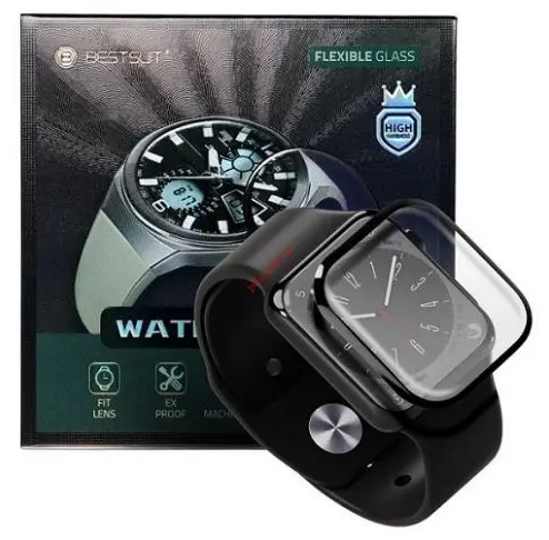 Folie Protectie Bestsuit pentru Huawei Watch 4 Pro, Sticla Flexibila, Neagra