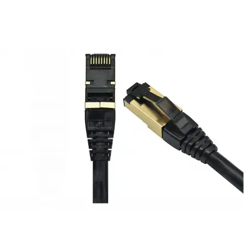 Patchcord FFTP RJ45-RJ45 Cat.8, LSZH, 1m, EMTEX FFTP-8-1-BK-LSZH-EMT