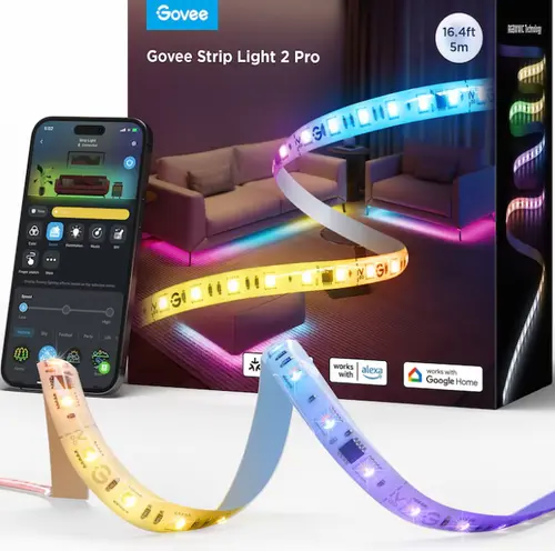 Banda LED Govee H61F5 Strip Light 2 Pro, 5 m, Wi-Fi, Bluetooth