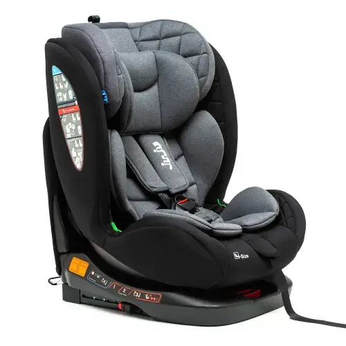 Scaun Auto pentru bebelusi si copii Juju Total 360 i-Size, 40-150 cm, 0-12 ani, ISOFIX cu Top Tether, rotativ 360 grade, pozitie de somn, spatar reglabil in 4 pozitii, tetiera reglabila, husa detasabila si lavabila, Negru