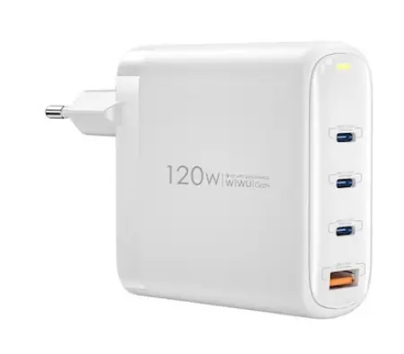 Incarcator Retea WiWu Wi-U020, 120W, 3A, 1 x USB-A - 3 x USB-C, Alb