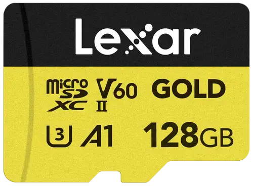 Card de memorie Lexar Professional GOLD, 128GB, microSDXC, UHS-II U3, V60, A1