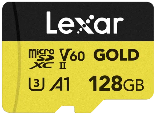 Card de memorie Lexar Professional GOLD, 128GB, microSDXC, UHS-II U3, V60, A1
