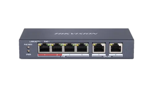 Switch Hikvision DS-3E0106P-E-M, 6 porturi, PoE