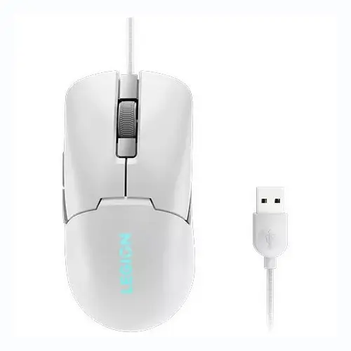 Mouse gaming Lenovo Legion M300s, Iluminare RGB, 8k DPI, Sensor Pixart, Alb