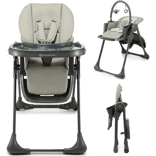Scaun de masa Kinderkraft Tummie, reglabil, greutate maxima suportata15 Kg, Gri