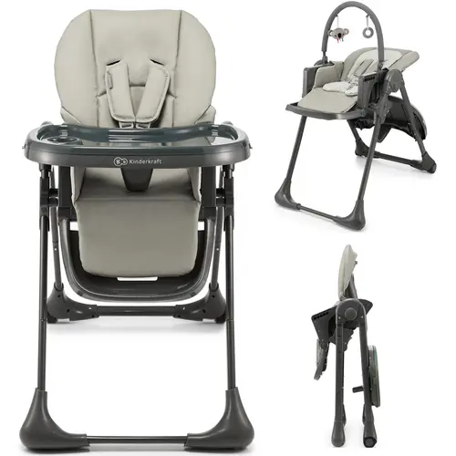 Scaun de masa Kinderkraft Tummie, reglabil, greutate maxima suportata15 Kg, Gri