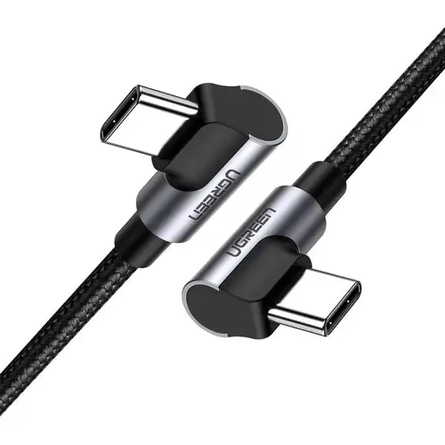 Cablu Date si Incarcare USB Type-C la USB Type-C UGREEN US323, Unghi 90, 60W, 1 m, Negru