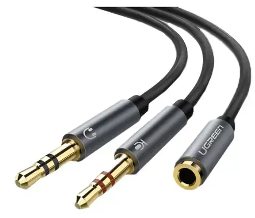 Adaptor Audio 3.5mm - 2 x 3.5mm UGREEN AV140, 0.20m, Negru