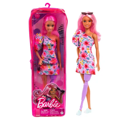 Papusa Barbie Fashionistas - Barbie, cu par roz si picior protetic
