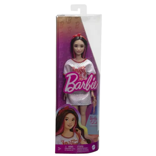 Papusa Barbie Fashionistas - Barbie bruneta cu rochita sport, 32cm